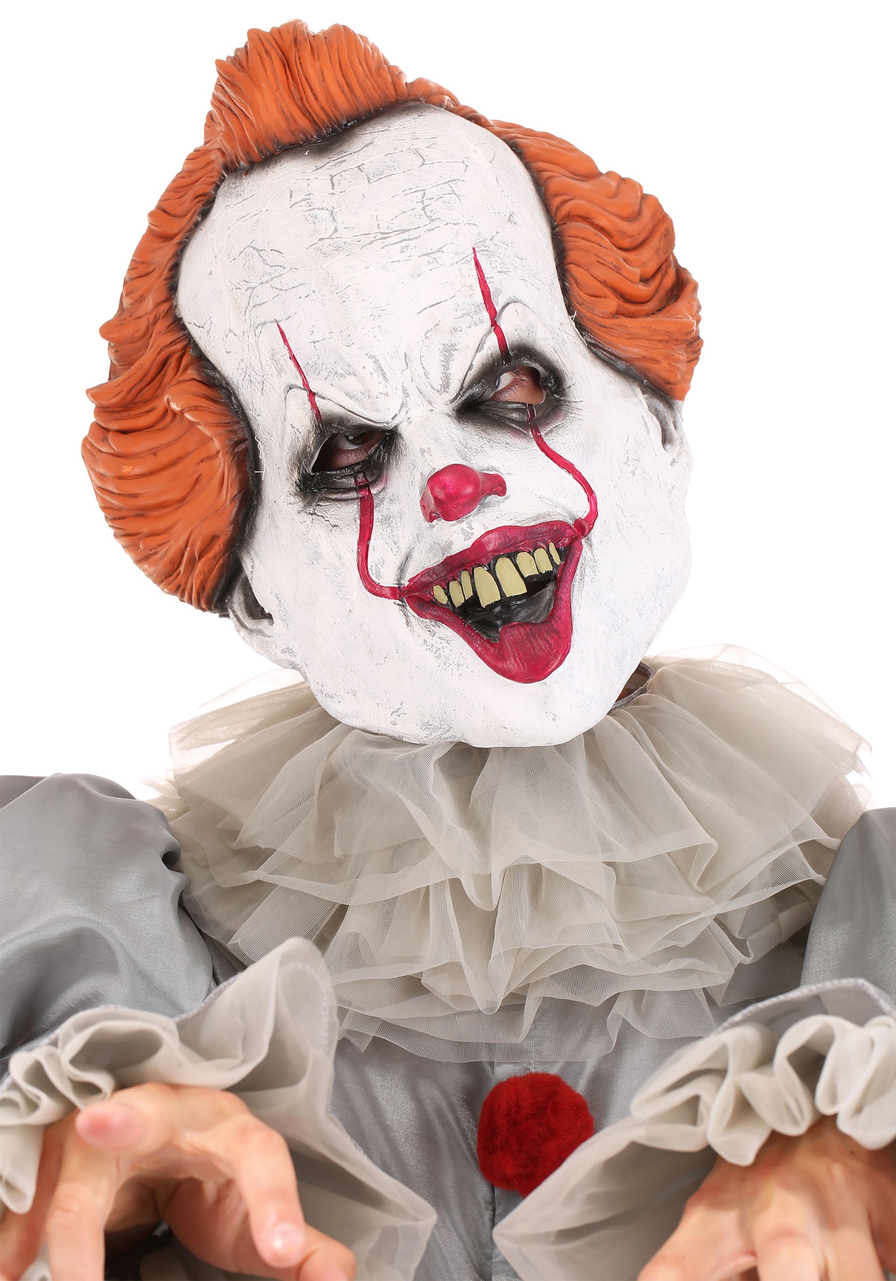 This DIY Pennywise Halloween Costume Is So Scary, It's Good!  Pennywise  halloween costume, Xmas decorations, Red pom poms