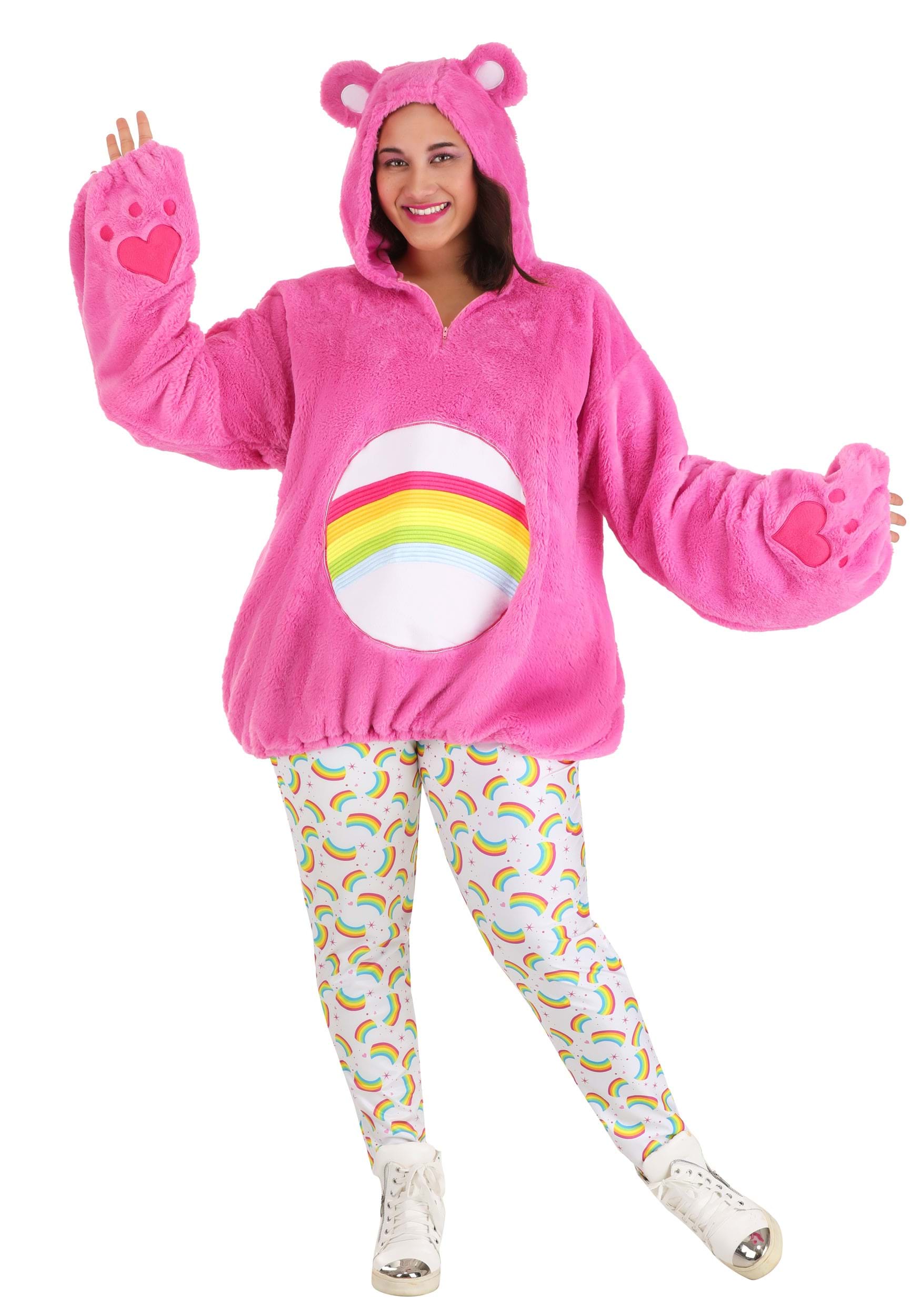 Plus Size Care Bears Deluxe Cheer Bear Hoodie Fancy Dress Costume For Women