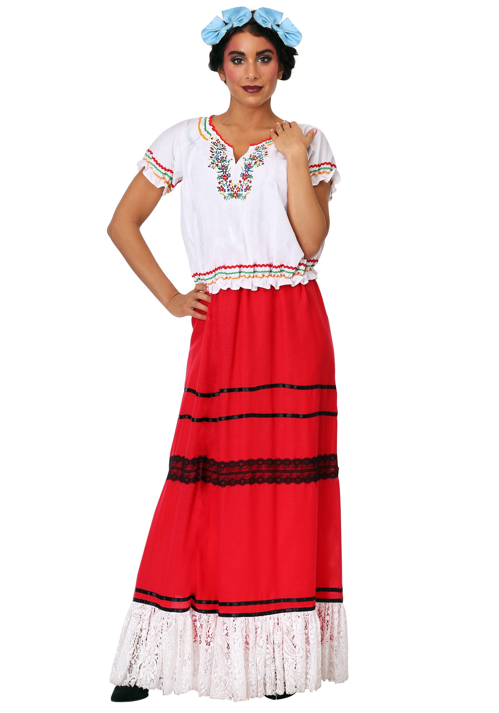 Red Frida Kahlo Women's Fancy Dress Costume