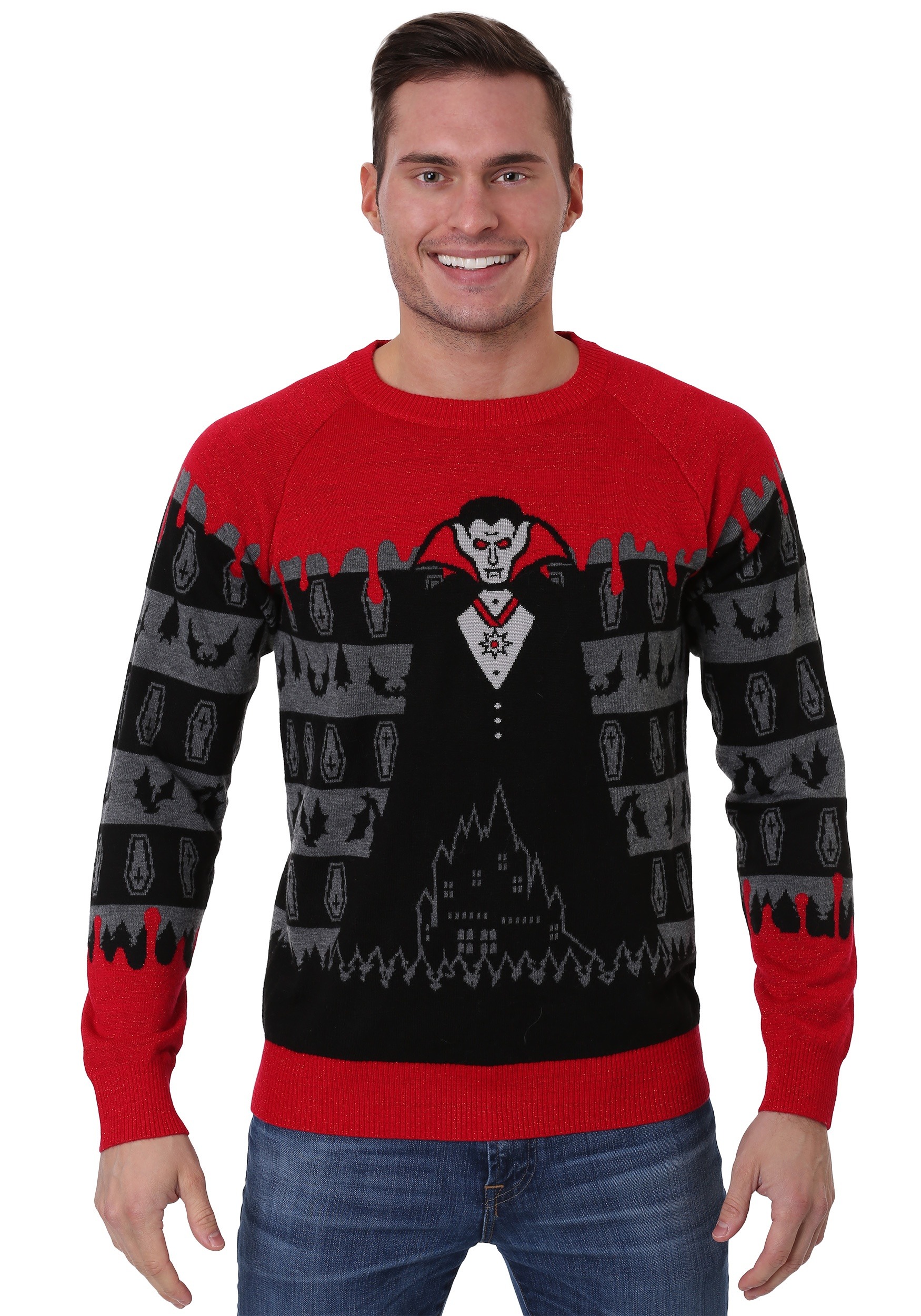 Dracula Vampire Ugly Halloween Sweater for Adults