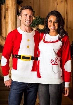 Adult Two Person Mr. & Mrs. Claus Ugly Christmas Sweater upd