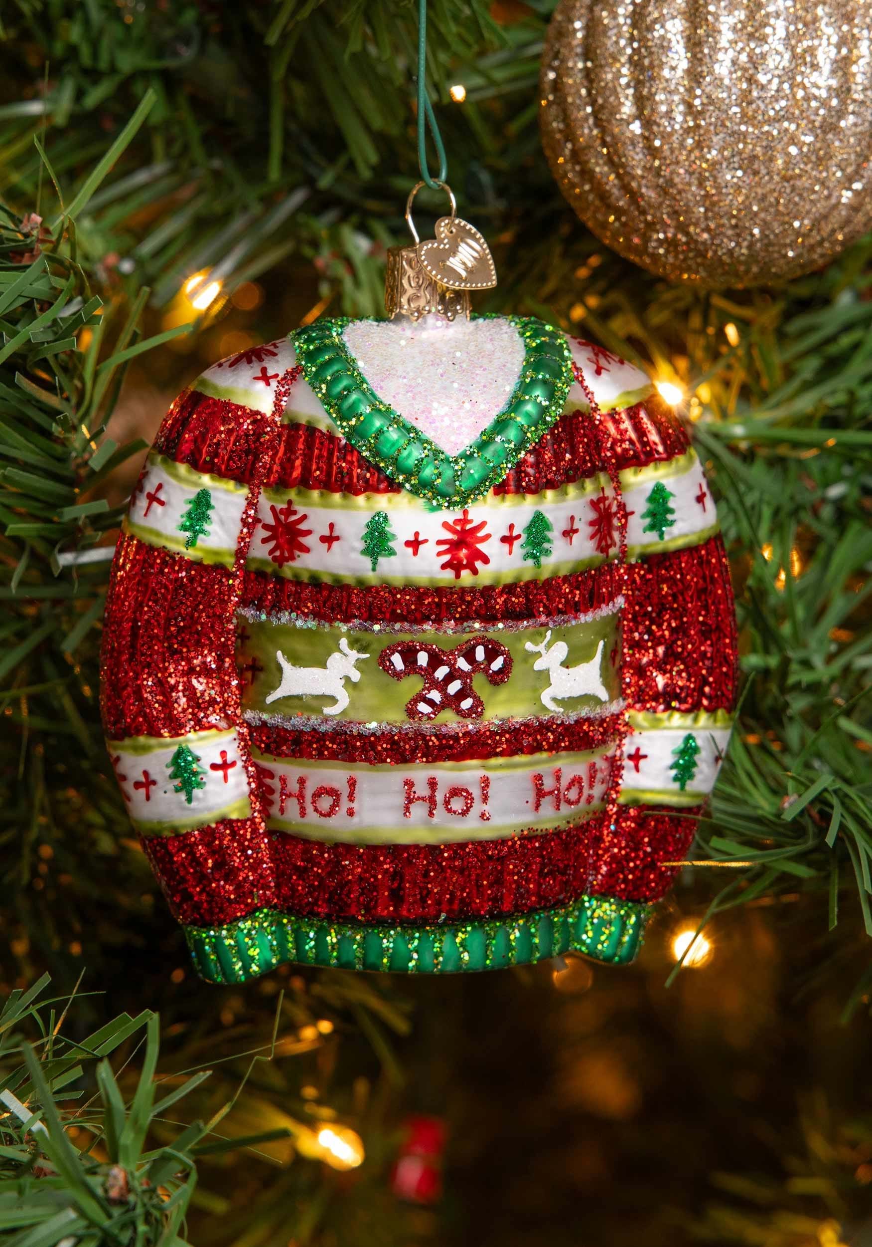 Ugly Sweater Christmas Glass Ornament