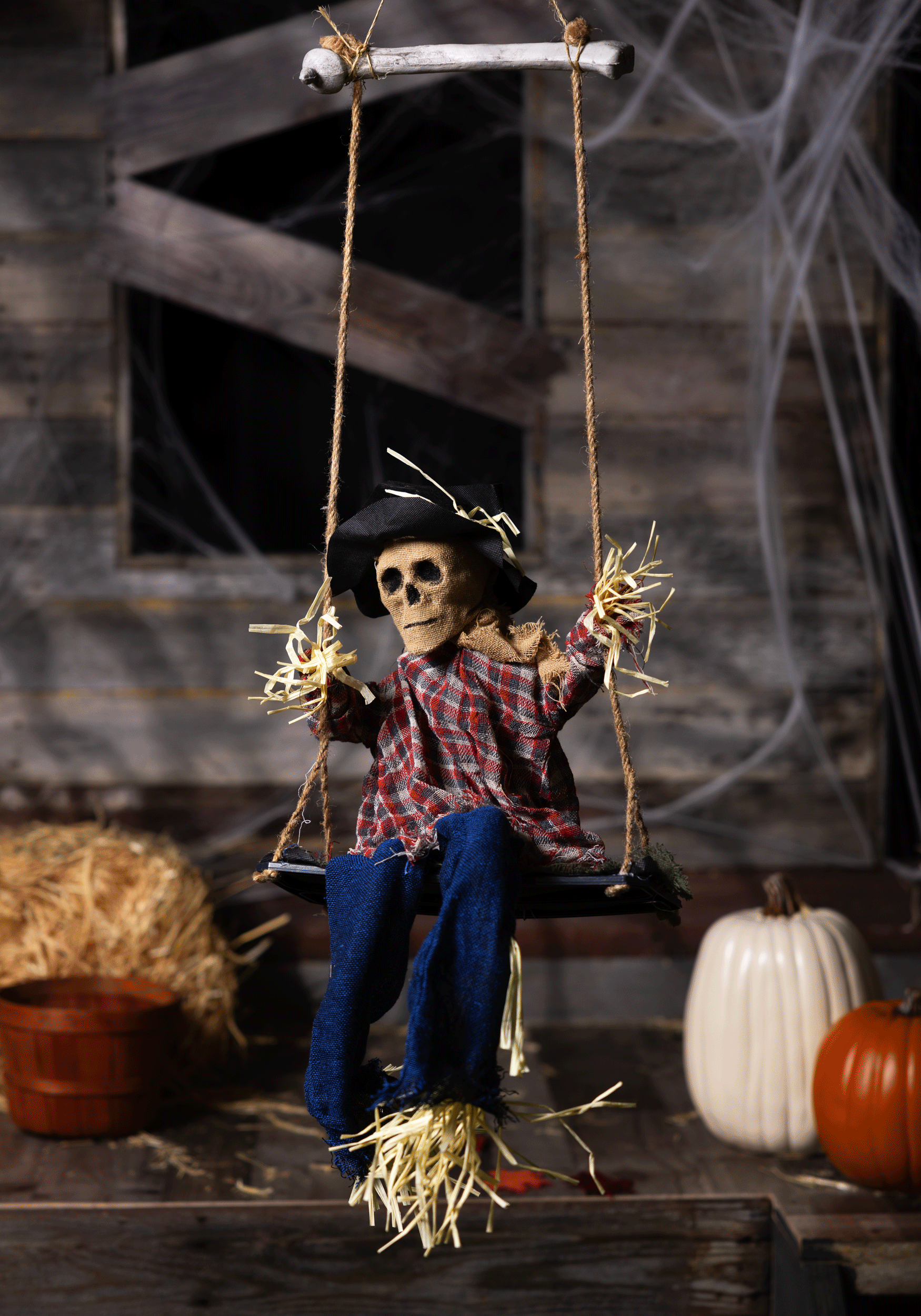 Halloween Decor Swinging Evil Scarecrow