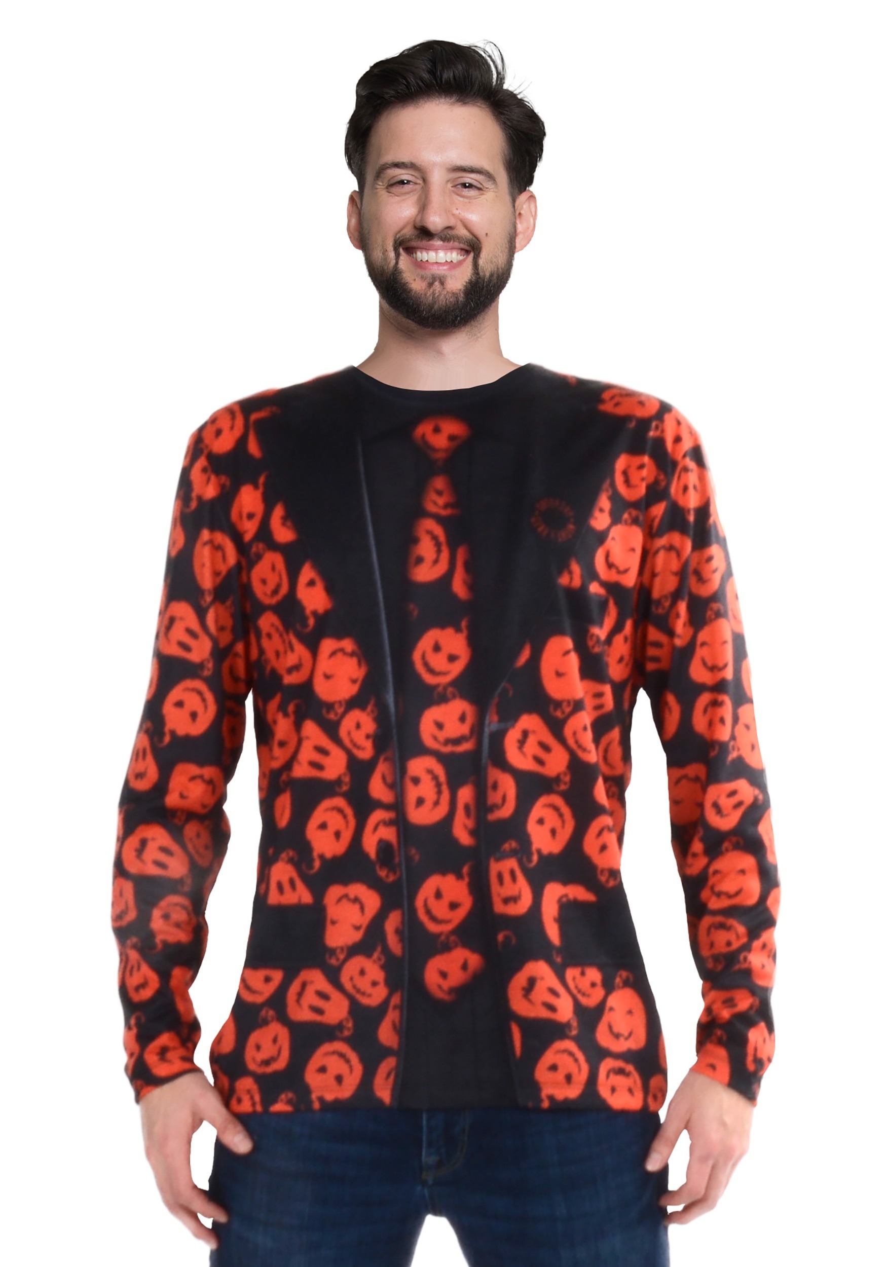 SNL David S Pumpkins Long Sleeve Suit Fancy Dress Costume Tee