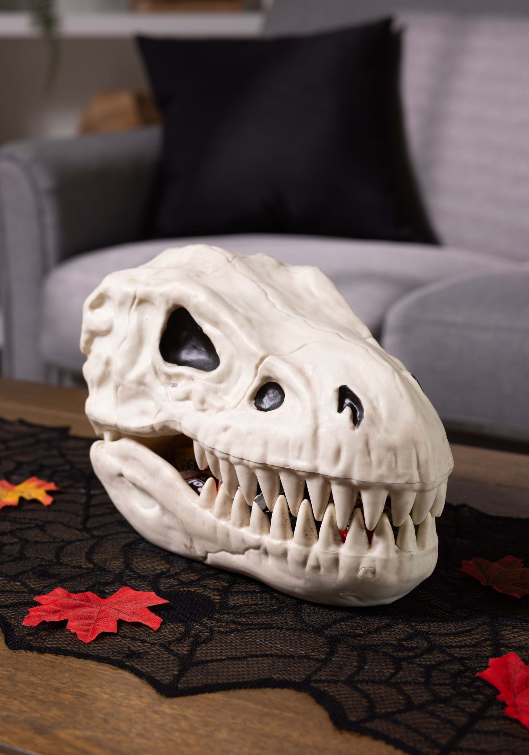 Halloween 7.5 T-Rex Skull Candy Bowl Decoration
