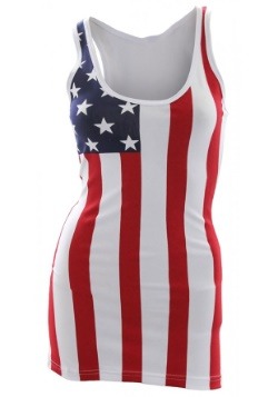 Womens USA Flag Long Tank Top