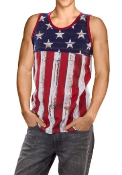 Mens Distressed USA Flag Tank Tee