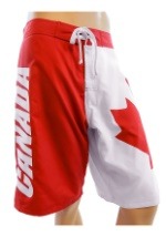 Mens Canadian Flag Swim Board Shorts