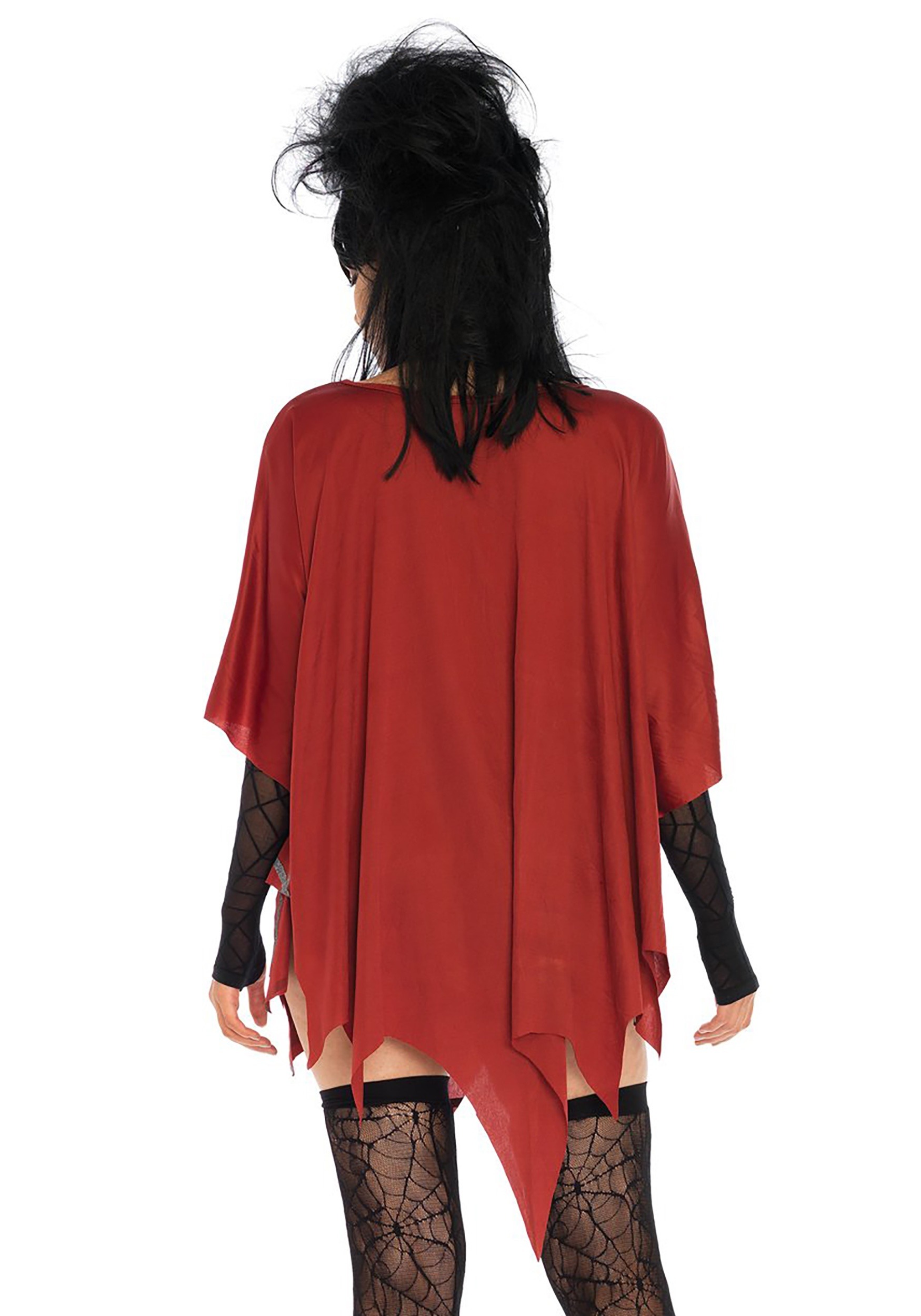 Red Glitter Spiderweb Fancy Dress Costume Poncho For Women , Lydia Deetz Fancy Dress Costume Ideas