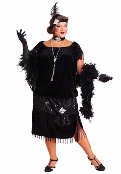 Deluxe Black Flapper Plus Size Womens Costume
