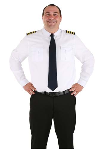 Adult Plus Size Airline Pilot Costume Shirt