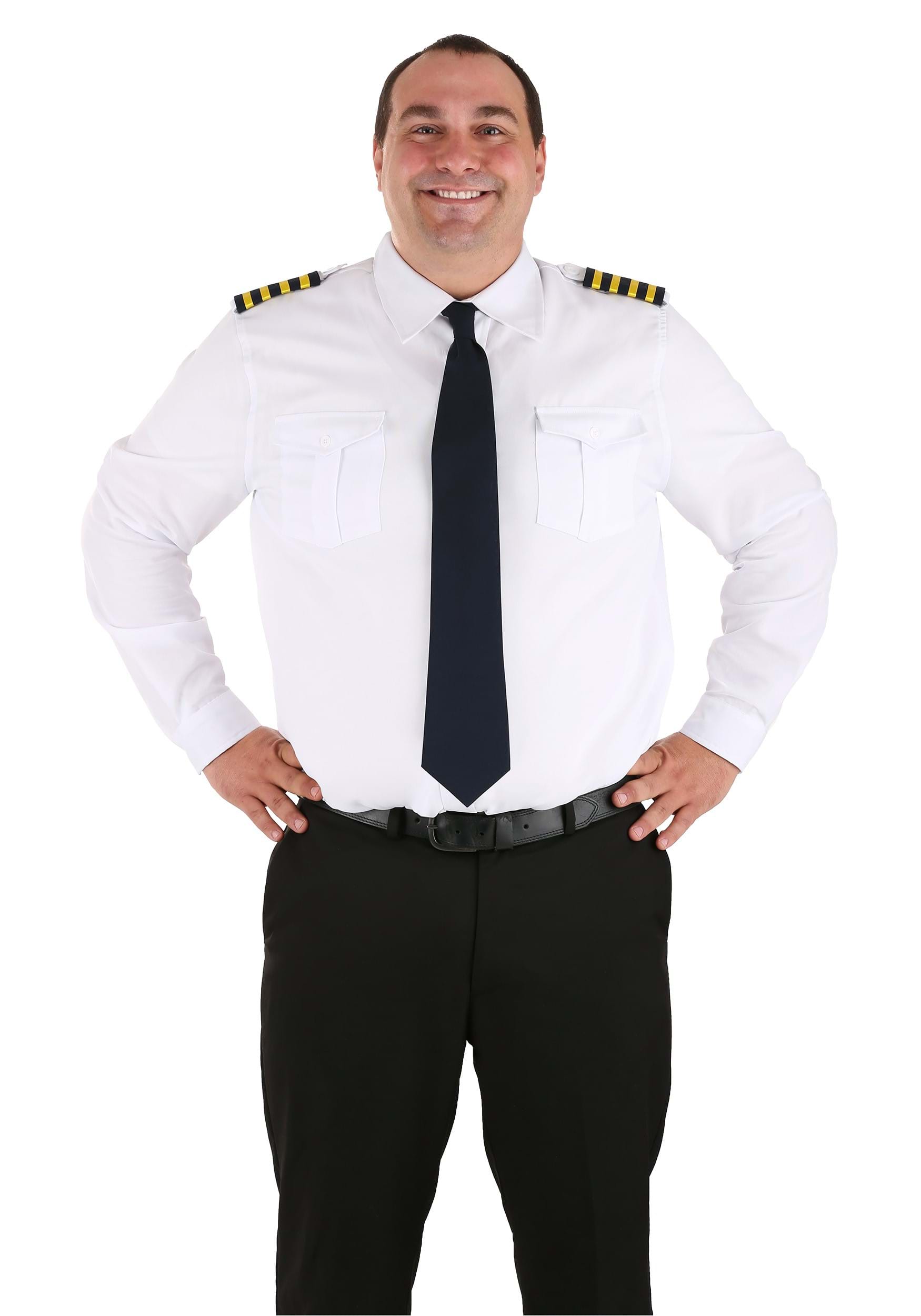 Plus Size Airline Pilot Adult Fancy Dress Costume Shirt