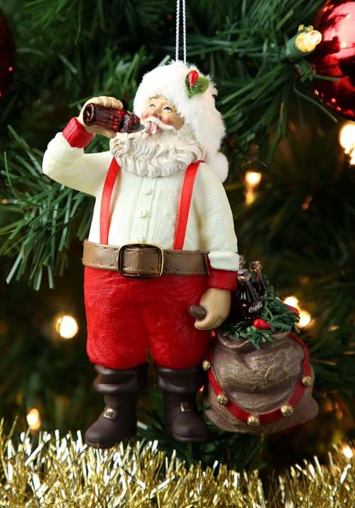 Santa Drinking Coca-Cola Molded Ornament-0