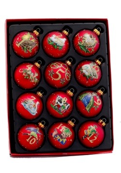 Twelve Days of Christmas Glass Ball Ornament 12 Piece Set