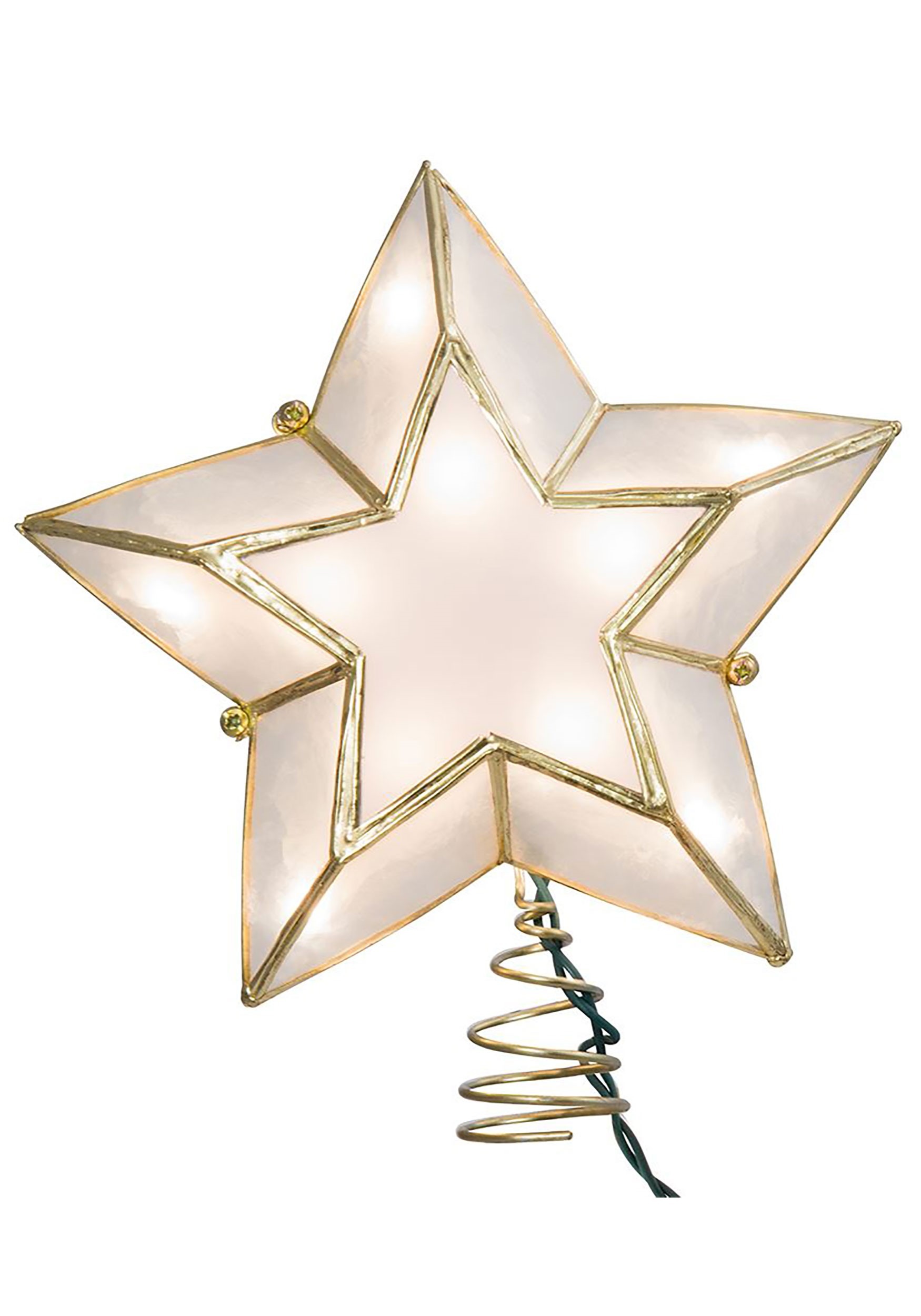 Ivory and Gold Capiz Star Lighted Tree Topper