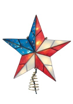 10 Light Capiz American Flag Star Treetopper