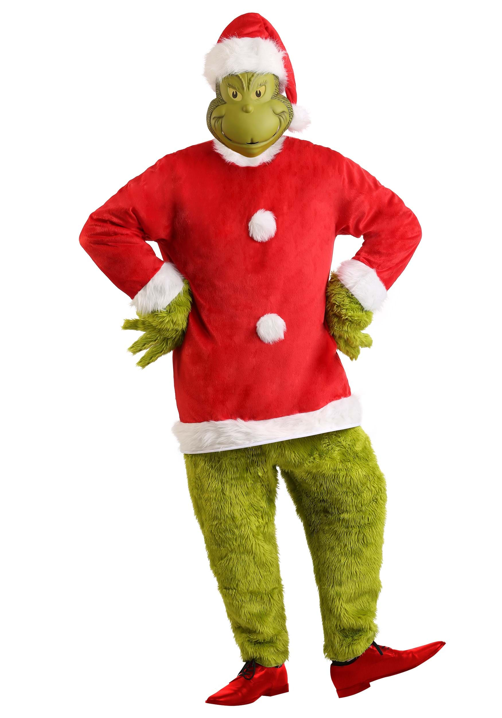 The Grinch Santa Deluxe Jumpsuit with Mask Fancy Dress Costume