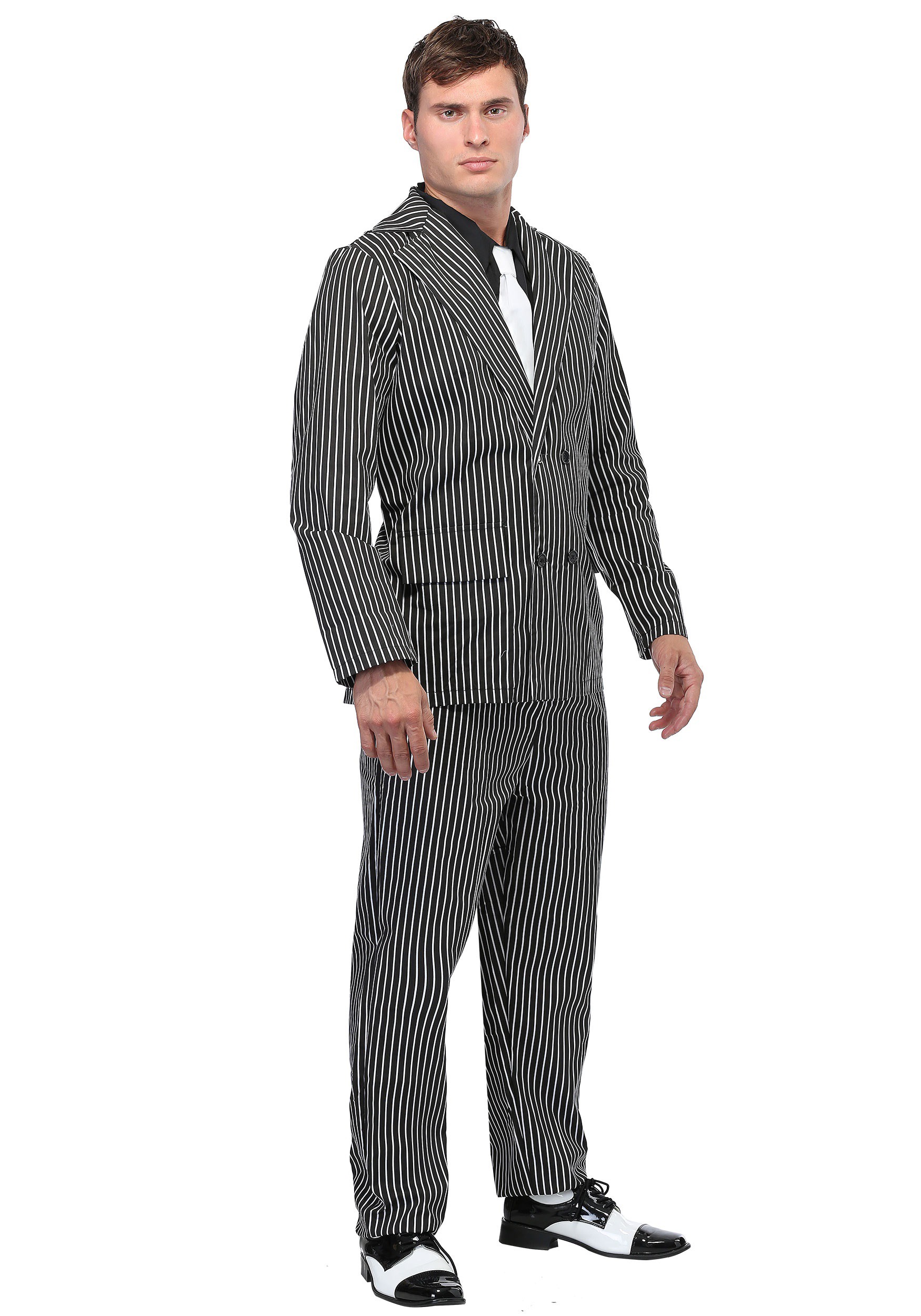 Photos - Fancy Dress FUN Costumes Wide Pin Stripe Gangster  Costume for Men Black