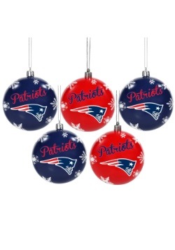 New England Patriots 5 Pack Shatterproof Ball Ornament Set