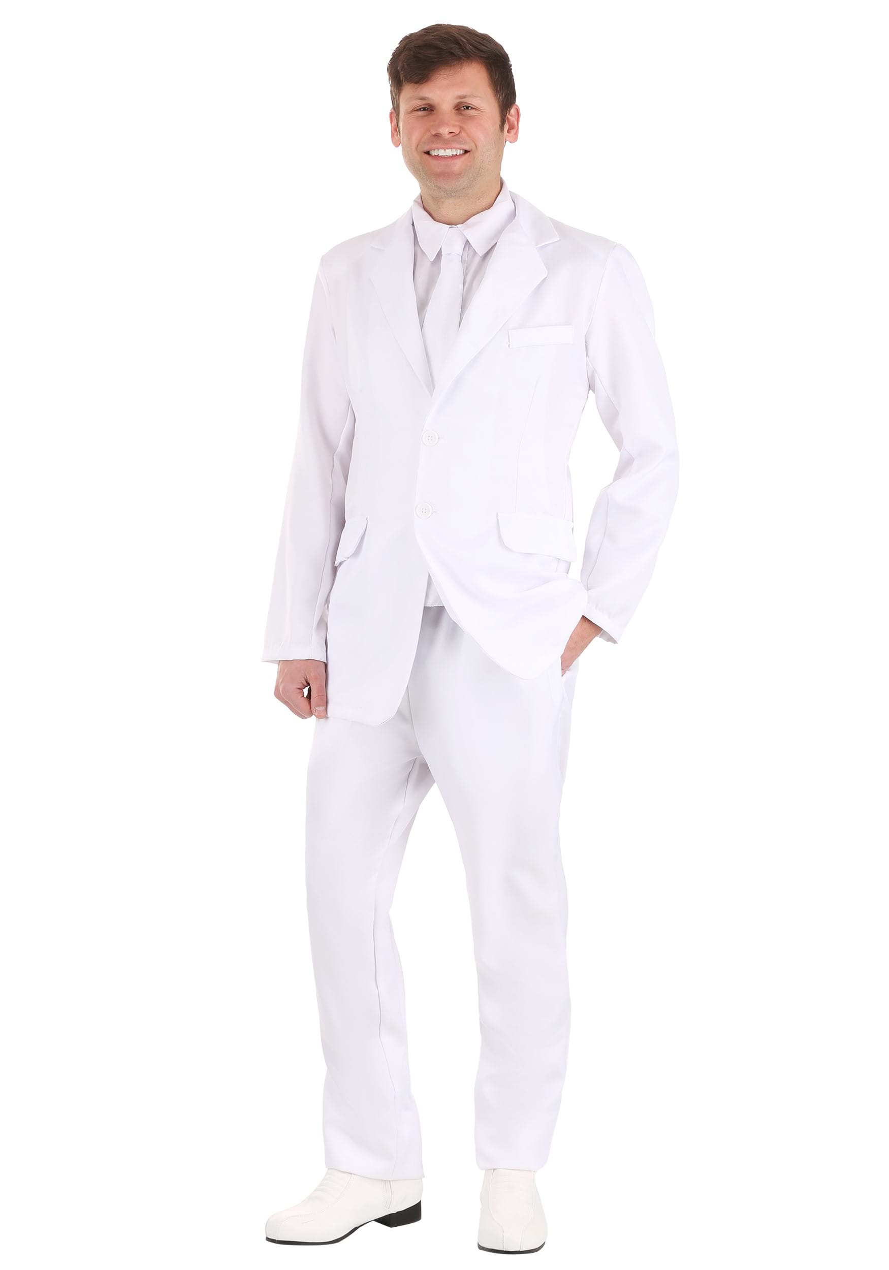 White Fancy Dress Costume Suit For Men , 1920s Mobster Fancy Dress Costume