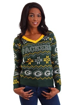 Green Bay Packers Women's Light Up V-Neck Bluetooth Sweater