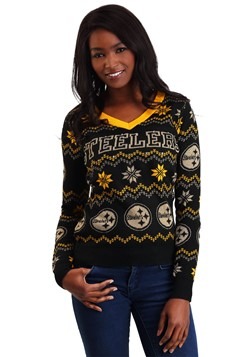 Womens Pittsburgh Steelers Light Up V-Neck Bluetooth Sweater