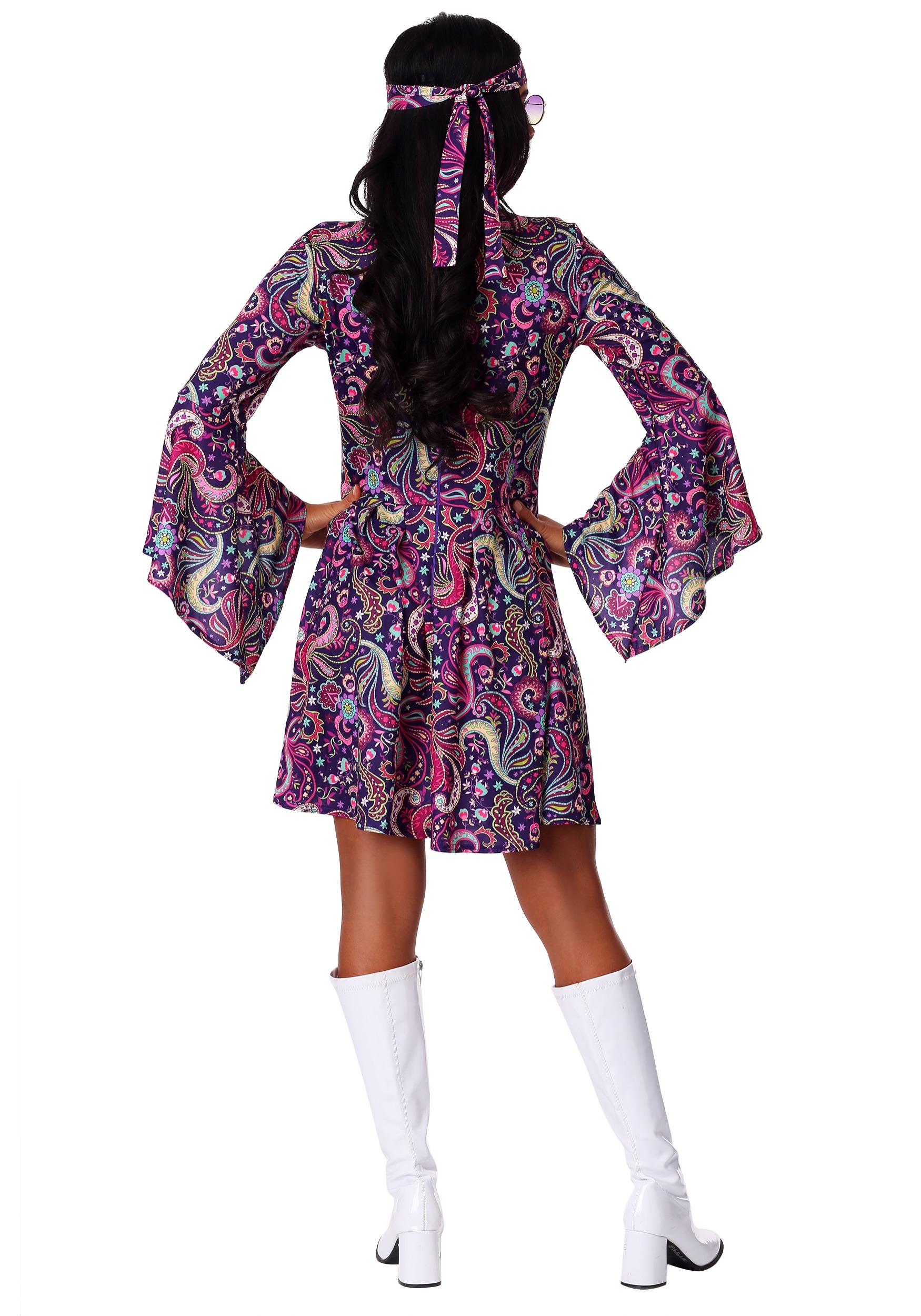 Women's Woodstock Hippie Fancy Dress Costume Dress