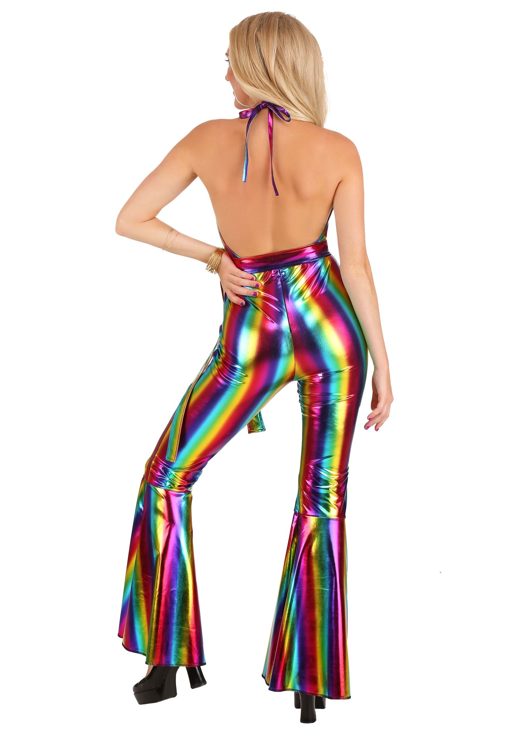 Rainbow Rave Disco Fancy Dress Costume For Women