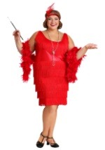 Women's Red Plus Size Flapper Dress