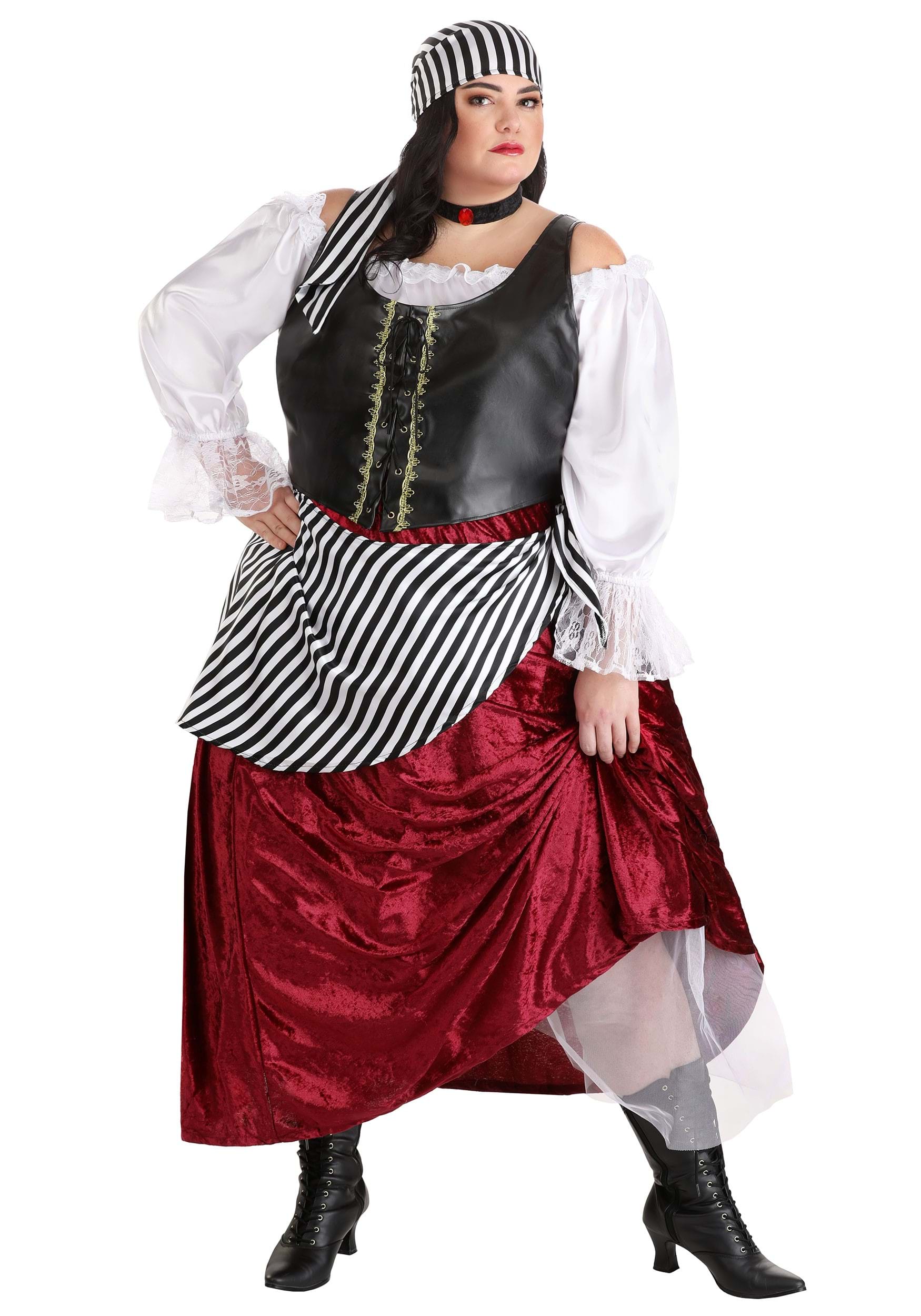 Deluxe Pirate Wench Plus Size Fancy Dress Costume For Women , Pirate Dress
