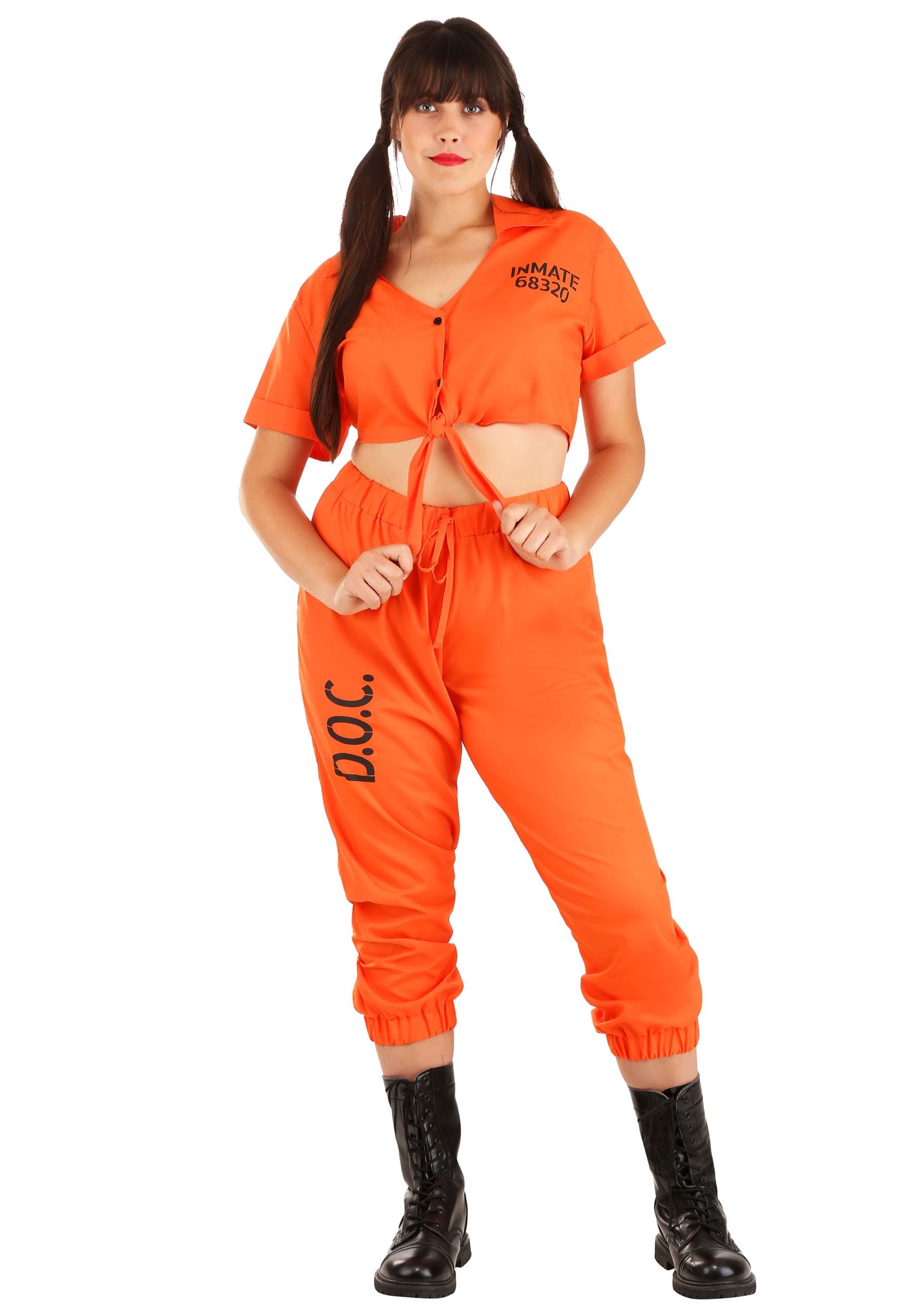 Women's Plus Size Orange Prisoner Fancy Dress Costume , Prison Fancy Dress Costumes