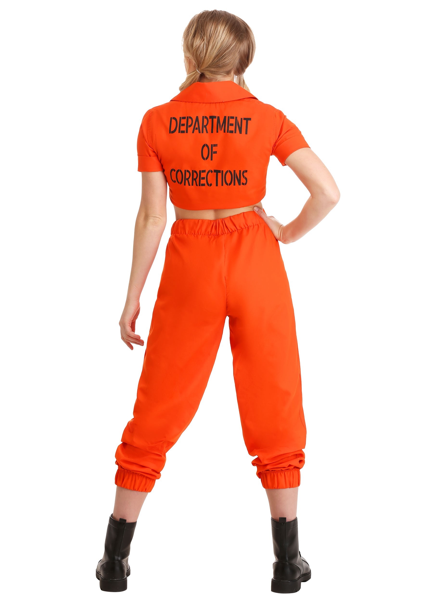 Orange Inmate Prisoner Women's Fancy Dress Costume