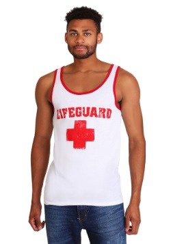 Men's Lifeguard Red and White Tank