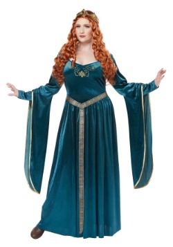 Womens Plus Size Lady Guinevere Teal Costume