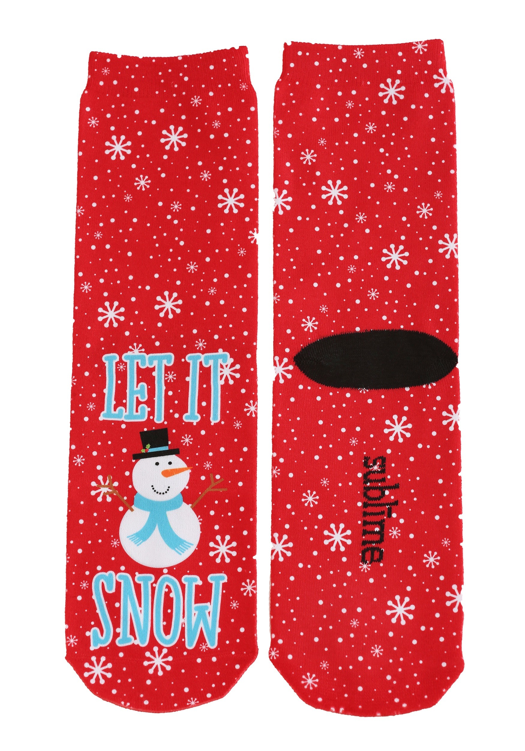 Let It Snow Christmas Snowman Adult Crew Socks