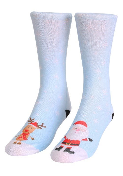 Santa and Rudolph Adult Crew Socks