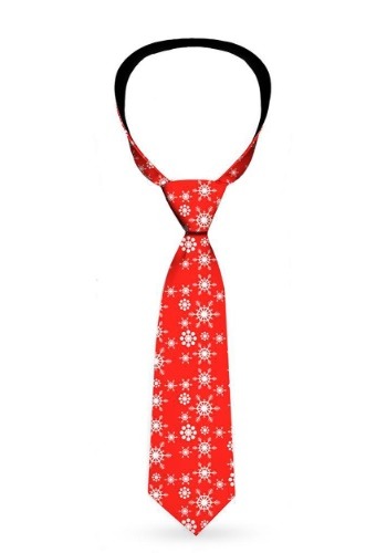 Snowflakes Holiday Red Necktie