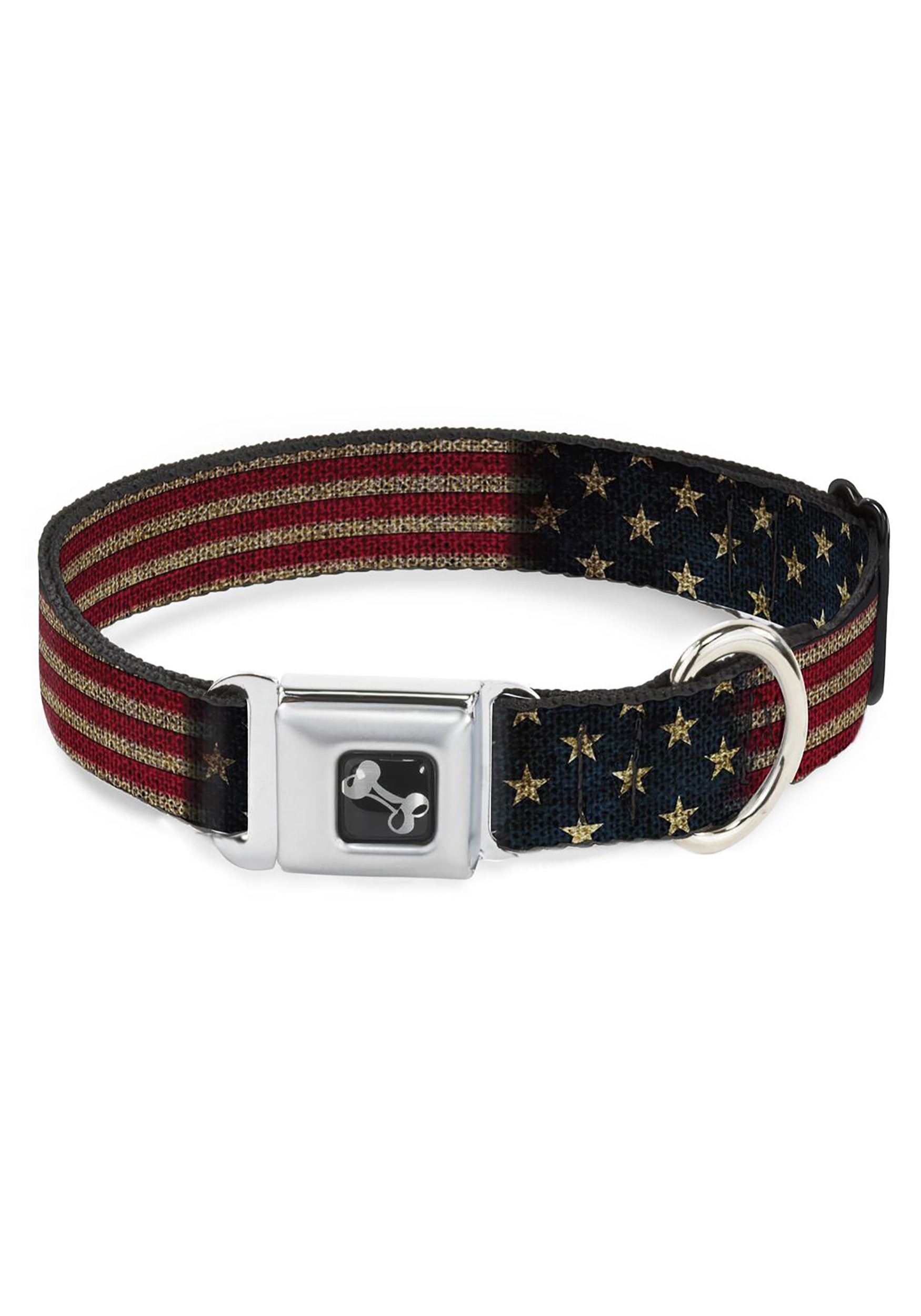 Vintage US Flag Seatbelt Buckle Dog Collar- 1