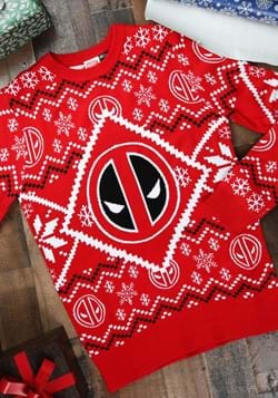 Deadpool Intarsia Logo Adult Knit Ugly Christmas Sweater-0