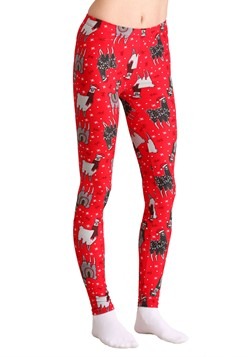 Ugly Christmas Llama Print Red Leggings