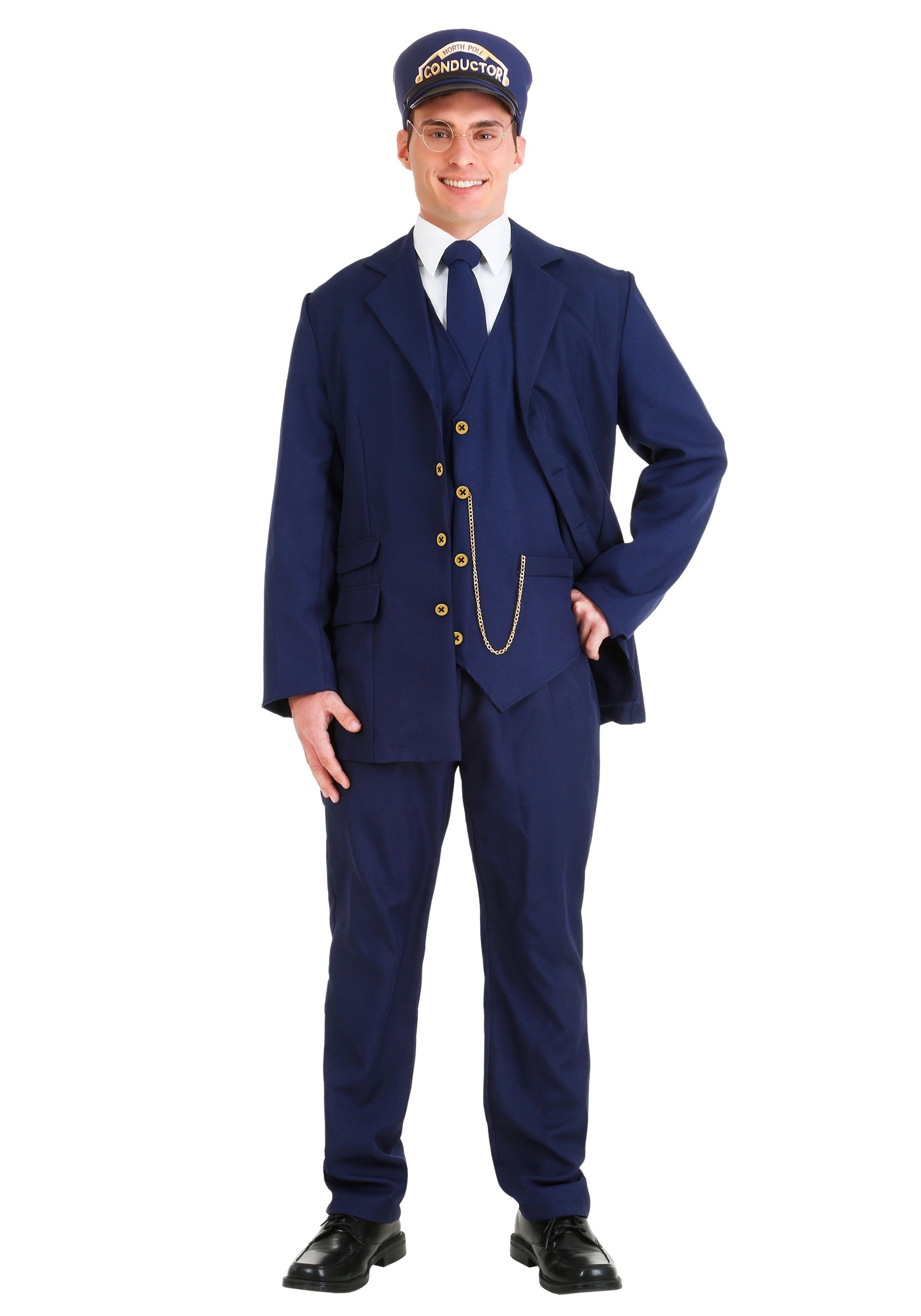 Adult North Pole Train Conductor Fancy Dress Costume , Christmas Fancy Dress Costumes
