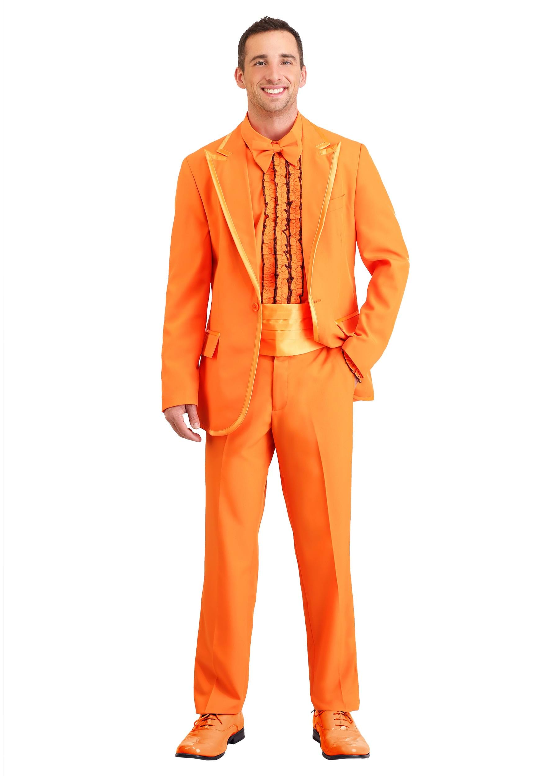 Adult Orange Tuxedo Fancy Dress Costume