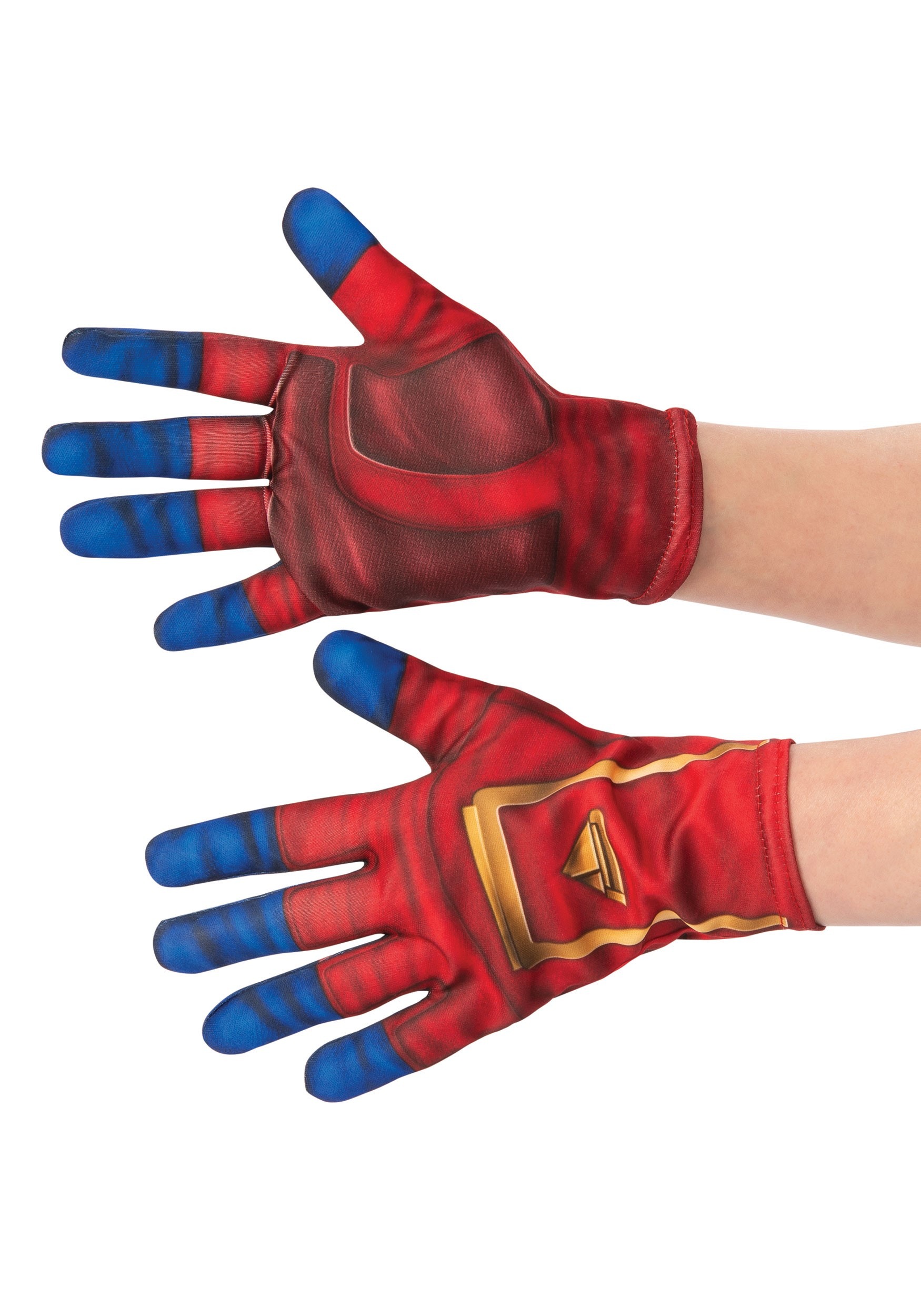 Captain Marvel Adult Gloves , Superhero Fancy Dress Costume Gloves
