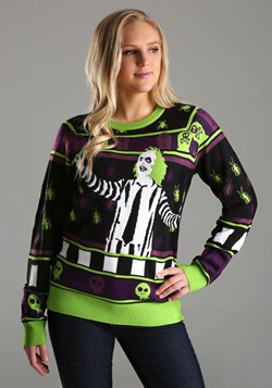 Adult Beetlejuice It's Showtime! Ugly Halloween Sweater4