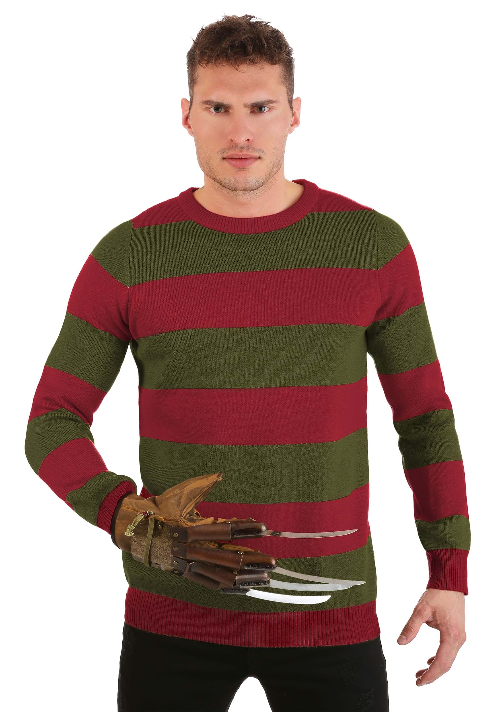 Striped Nightmare On Elm Street Freddy Sweater For Adults