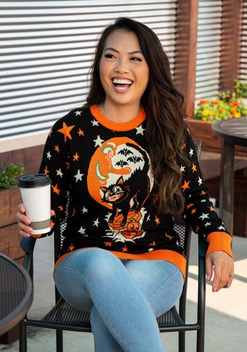 Vintage Halloween Cat Ugly Halloween Sweater 1