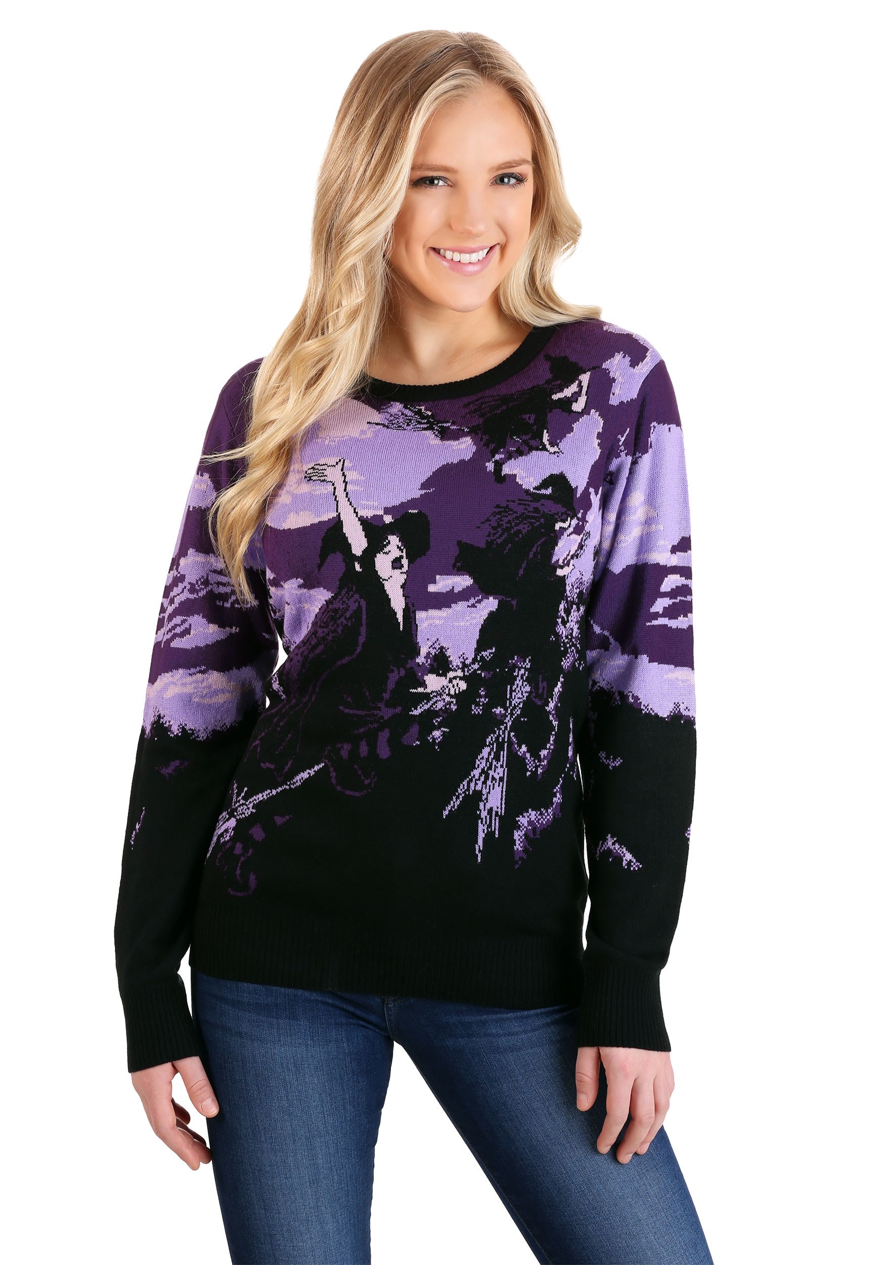 Witch's Moonlight Ride Ugly Halloween Sweater