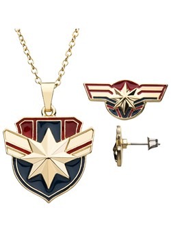 Captain Marvel Necklace Earring Set