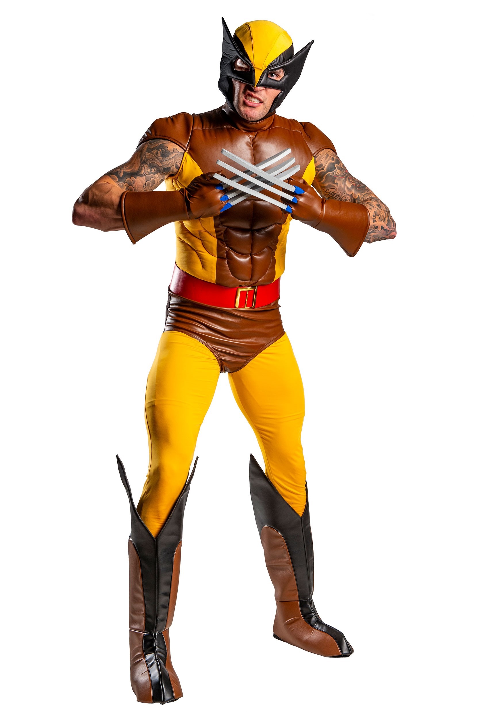 X-Men Wolverine Brown Fancy Dress Costume for Adults