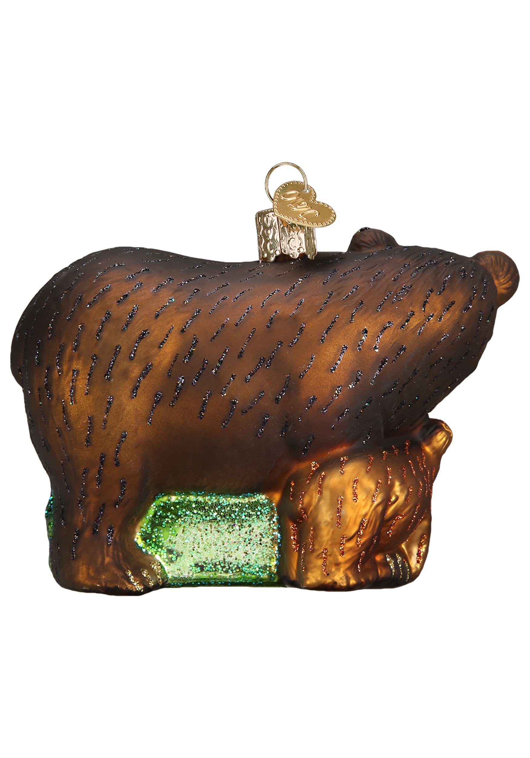Glass Blown Bear With Cubs Ornament